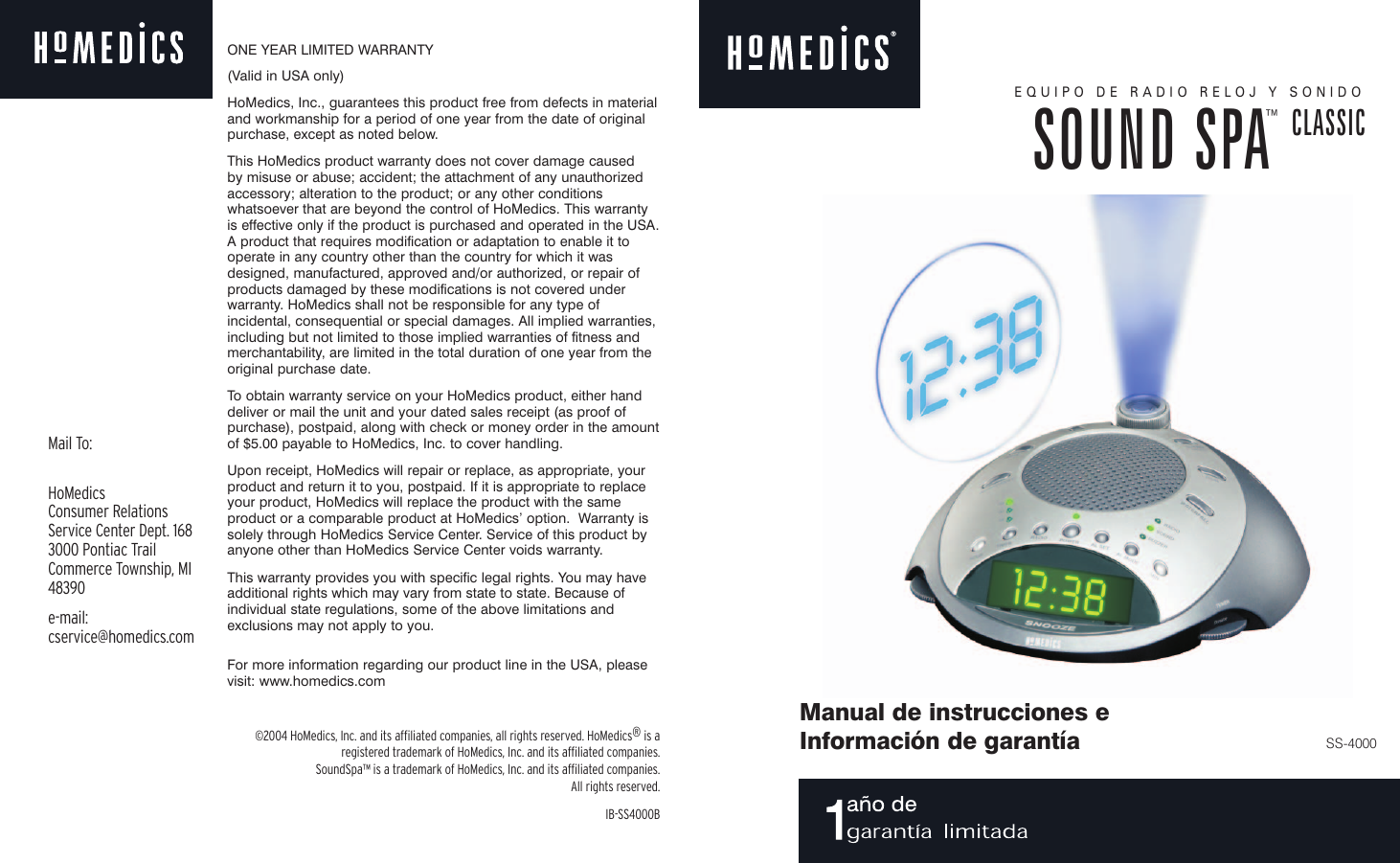 Page 6 of 10 - Homedics Homedics-Soundspa-Ib-Ss4000B-Users-Manual- SS-4000 Homedics-soundspa-ib-ss4000b-users-manual