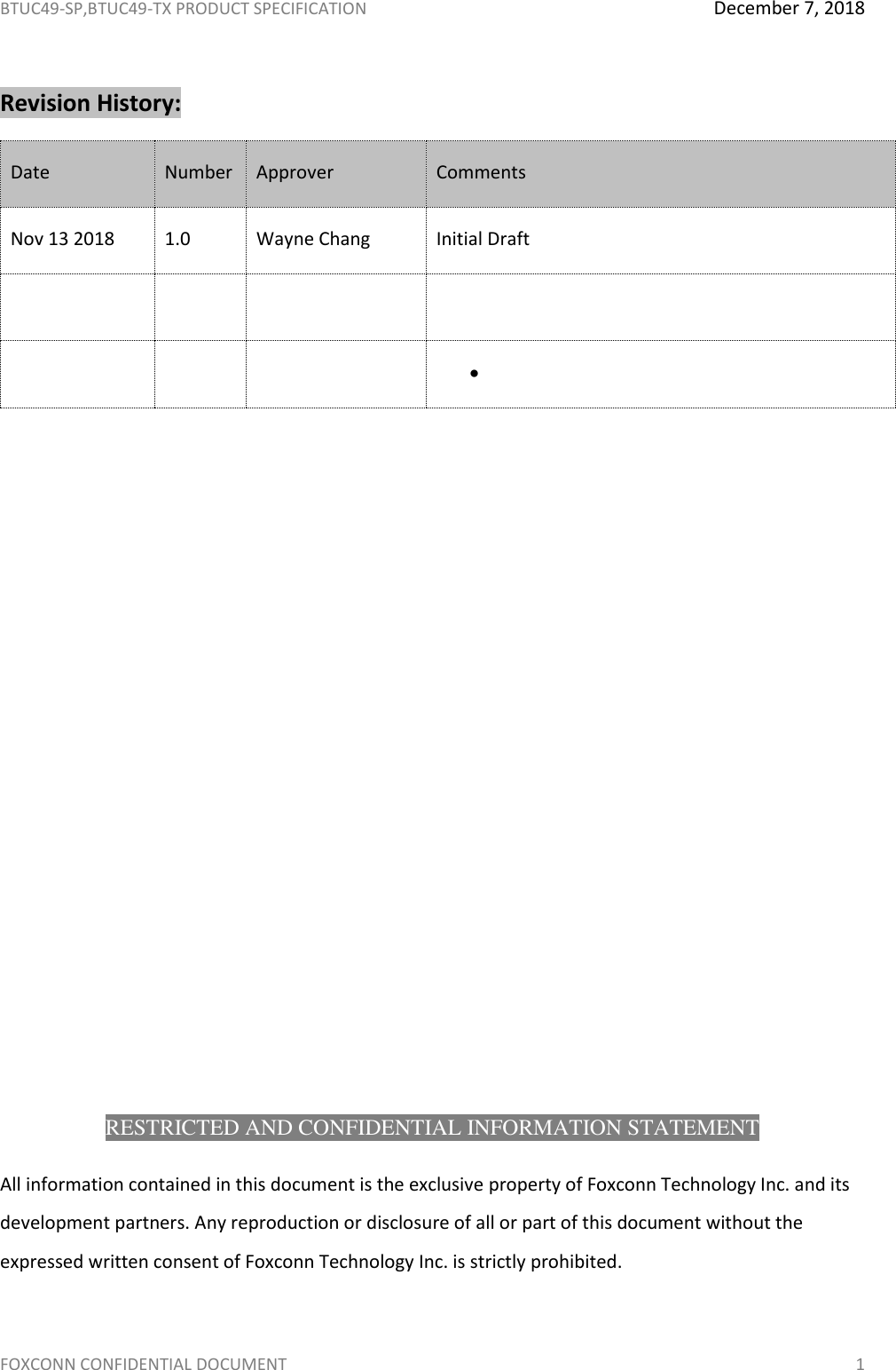 Page 2 of Hon Hai Precision Industry BTUC49 BT4.2 Wireless Module User Manual