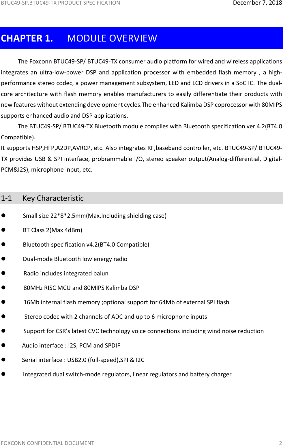 Page 3 of Hon Hai Precision Industry BTUC49 BT4.2 Wireless Module User Manual