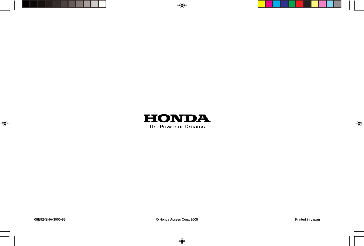 36 © Honda Access Corp. 2005© Honda Access Corp. 2005 Printed in Japan08E92-SNA-3000-83