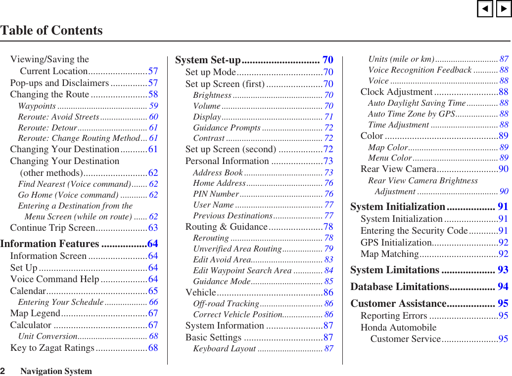 Page 2 of 3 - Honda Honda-2006-Honda-Pilot-Navigation-Manual-  Honda-2006-honda-pilot-navigation-manual