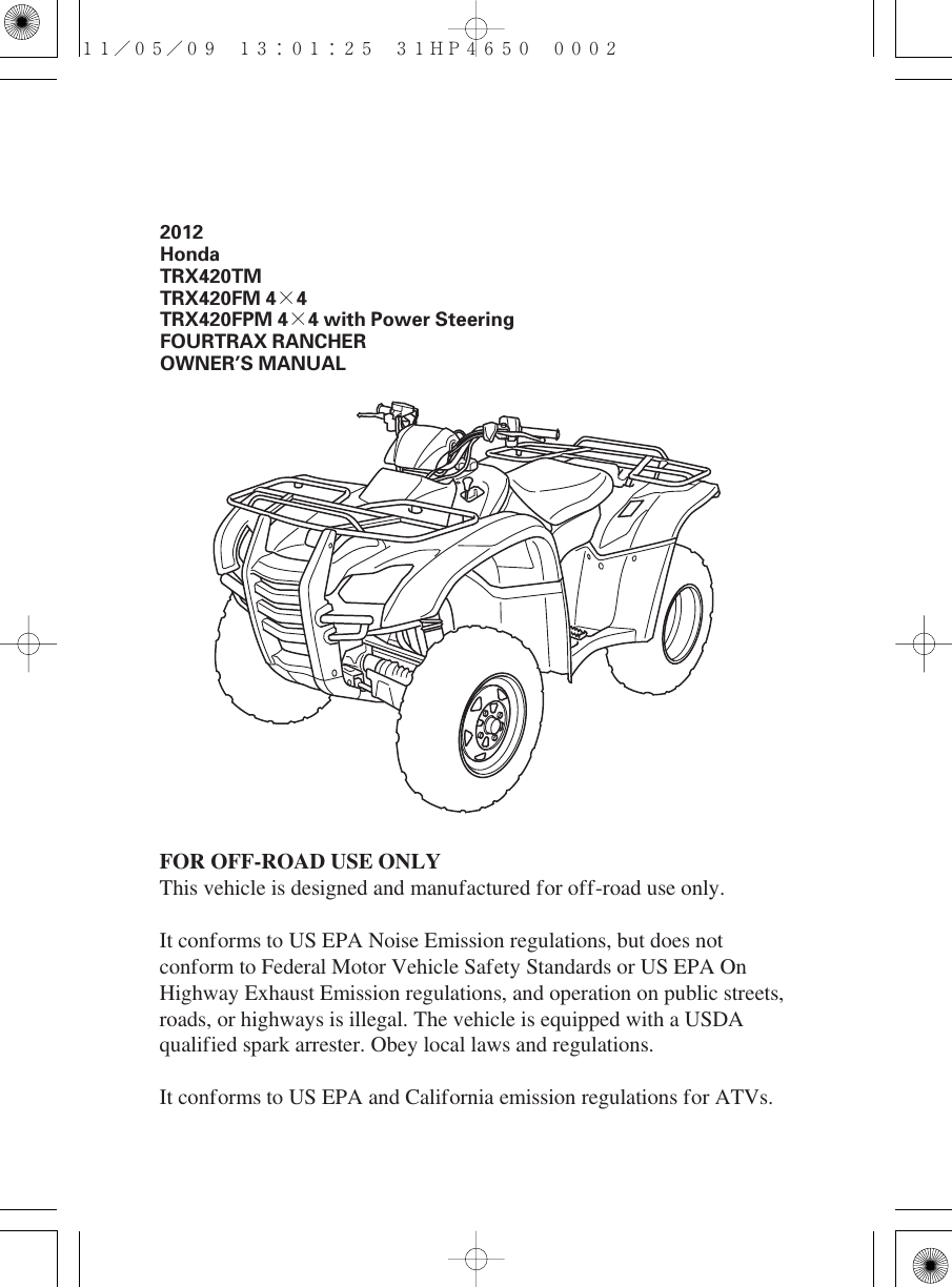 2012 HONDA TRX 420 SERVICE MANUAL PDF FREE visual data 7