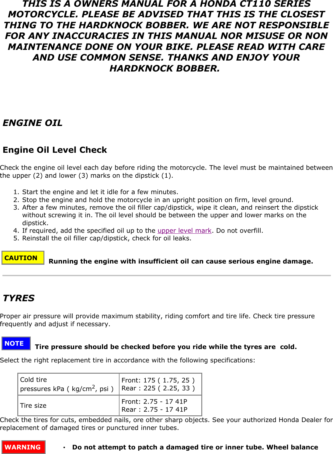 Page 1 of 10 - Honda Honda-Ct110-Users-Manual-  Honda-ct110-users-manual