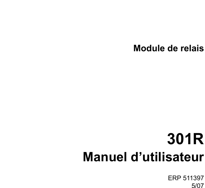 Module de relais301RManuel d&rsquo;utilisateurERP 5113975/07