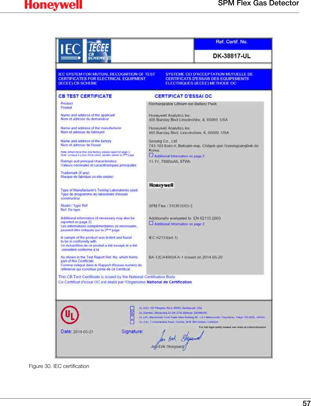 57SPM Flex Gas DetectorFigure 30. IEC certication
