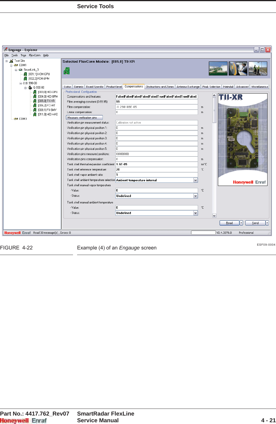 Service ToolsPart No.: 4417.762_Rev07 SmartRadar FlexLineService Manual 4 - 21ESF09-0004FIGURE  4-22 Example (4) of an Engauge screen