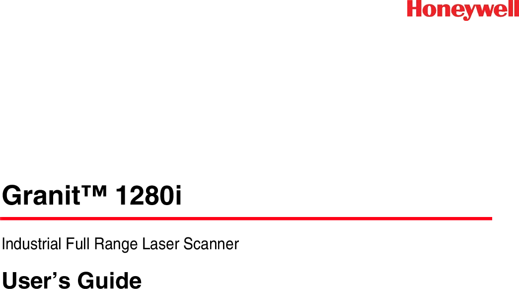 Honeywell 1280i Granit Full Range Laser Scanner User’s Guide User
