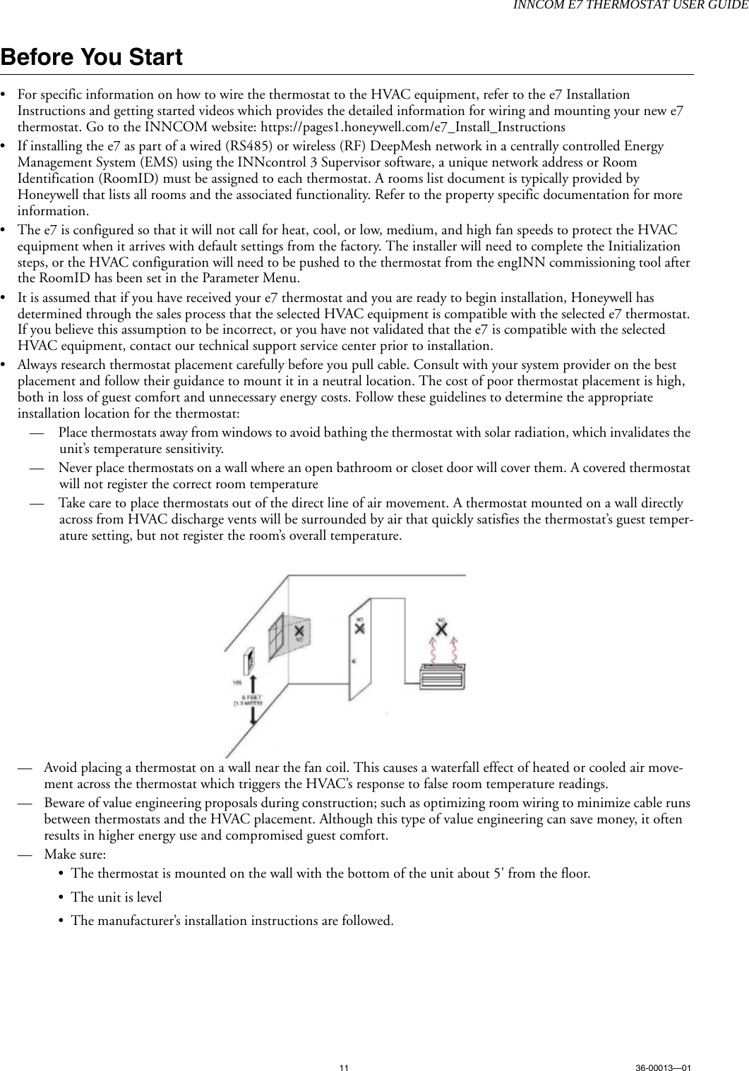 Honeywell 20152824 E7 Thermostat User Manual