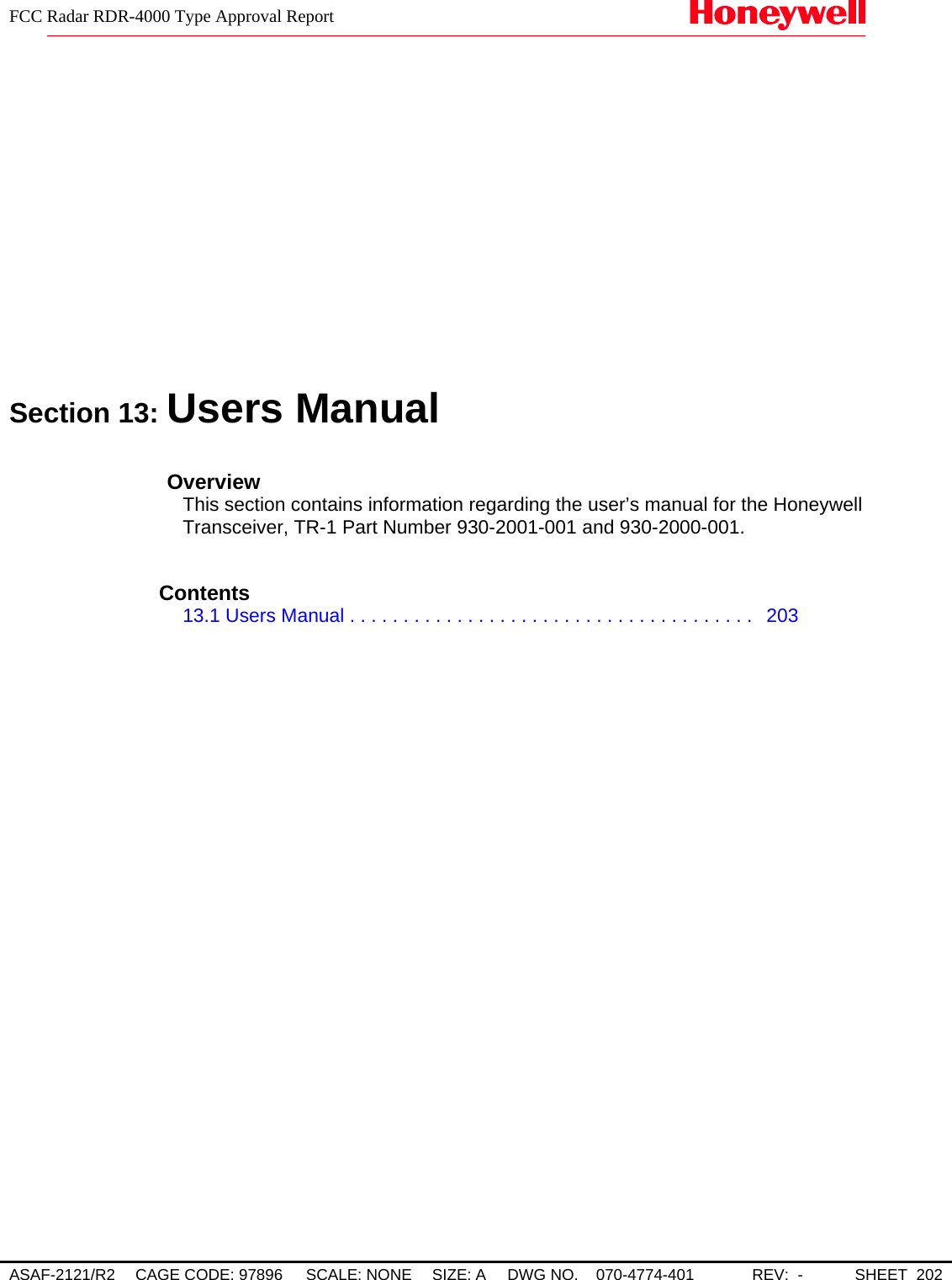 Honeywell 33M0P0NRDR4000 Radar RDR-4000 User Manual FCC RDR 4000 Test ...