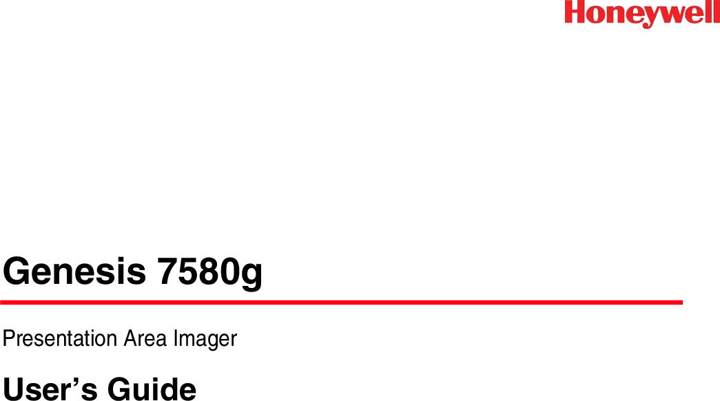 Honeywell 7580g Genesis Area Imaging Scanner User’s Guide User Manual