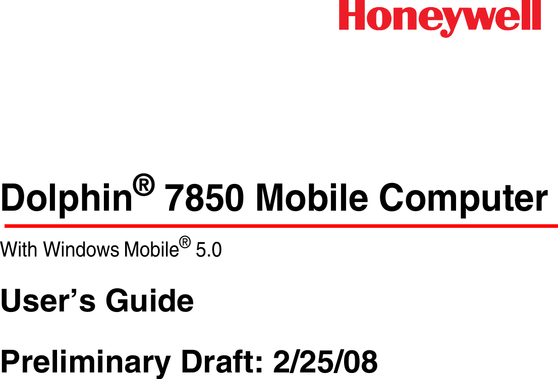 Honeywell 7850PGE Barcode Scanner User Manual Dolphin 7850 User s Guide