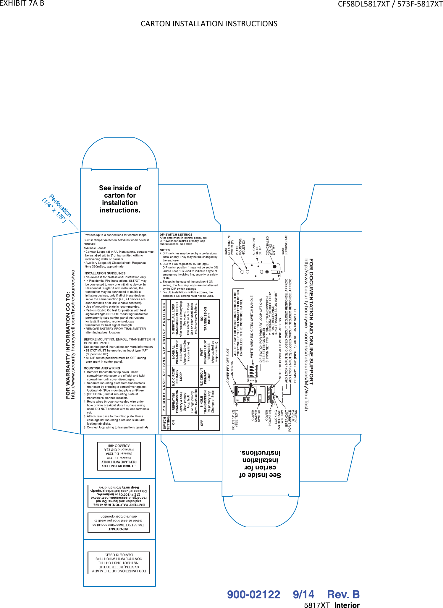 EXHIBIT 7A B CFS8DL5817XT / 573F-5817XTCARTON INSTALLATION INSTRUCTIONS