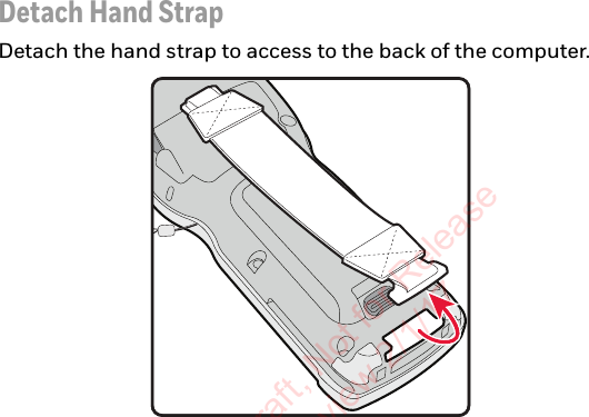 Detach Hand StrapDetach the hand strap to access to the back of the computer.Preliminary Draft, Not for Release Please Review 2/1/17