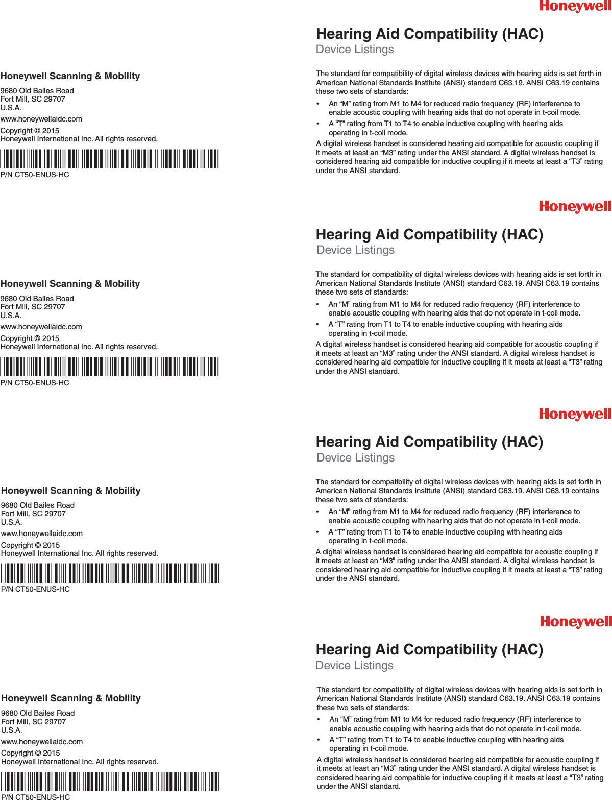 Honeywell CT50L0N DOLPHIN CT50 Mobile Computer (Terminal) User Manual