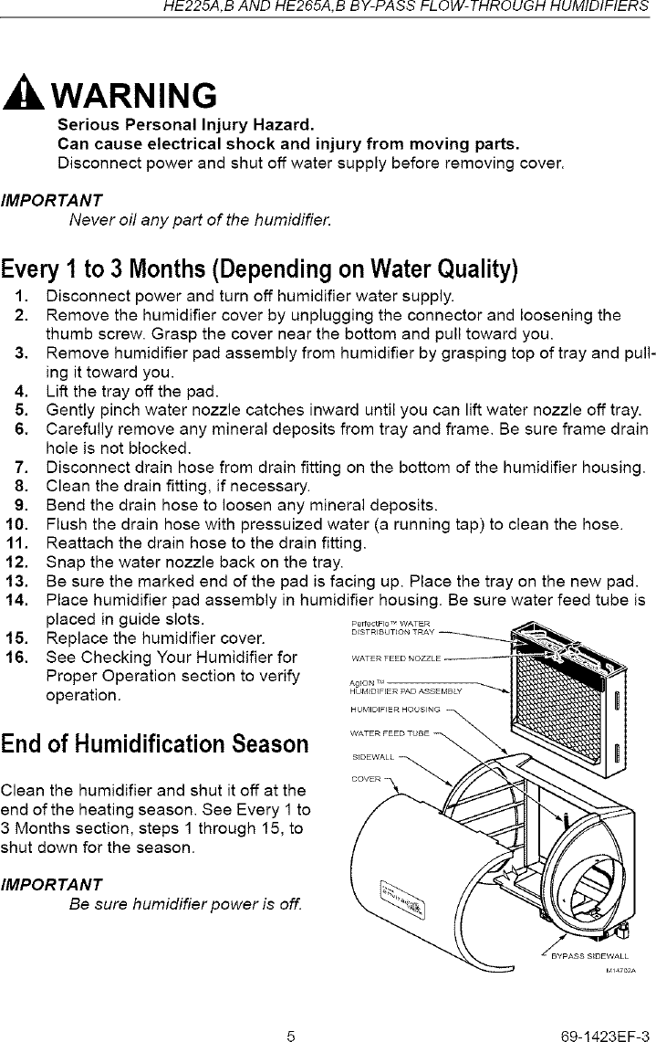 Page 5 of 8 - Honeywell HE225B1004 User Manual  HUMIDIFIER - Manuals And Guides L0612223