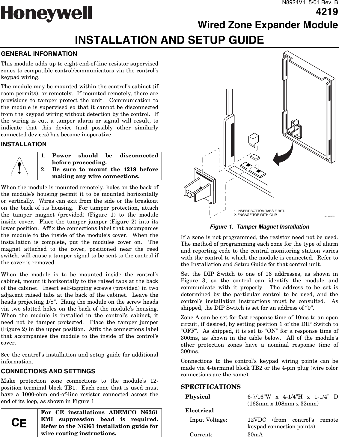 Page 1 of 4 - Honeywell Honeywell-4219-Ademco-8-Zone-Expander-Setup-Guide- ManualsLib - Makes It Easy To Find Manuals Online!  Honeywell-4219-ademco-8-zone-expander-setup-guide