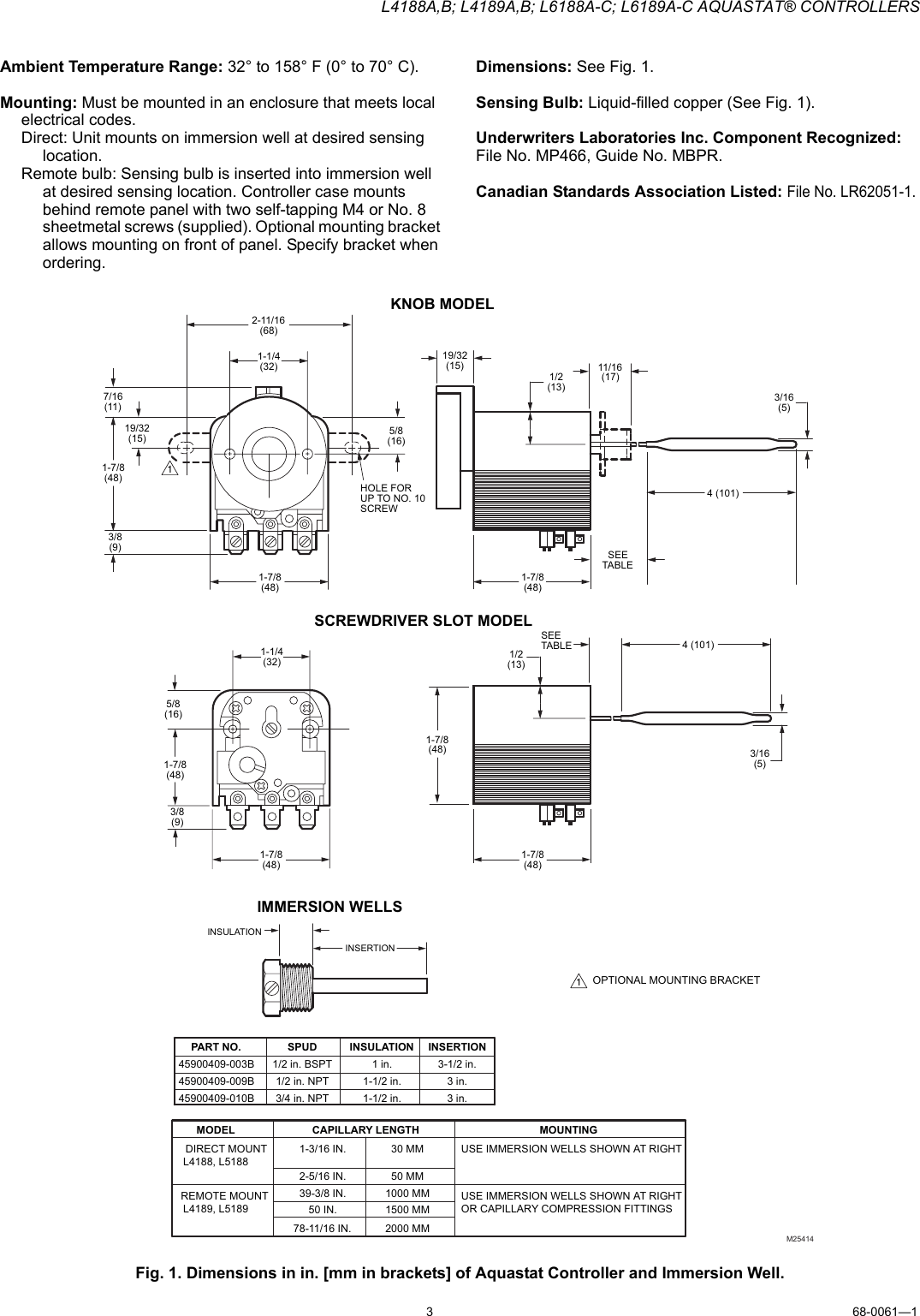 Page 3 of 8 - Honeywell Honeywell-Aquastat-L6188A-C-Users-Manual- 68-0061-1 - L4188A,B; L4189A,B; L6188A-C; L6189A-C Aquastat® Controllers  Honeywell-aquastat-l6188a-c-users-manual
