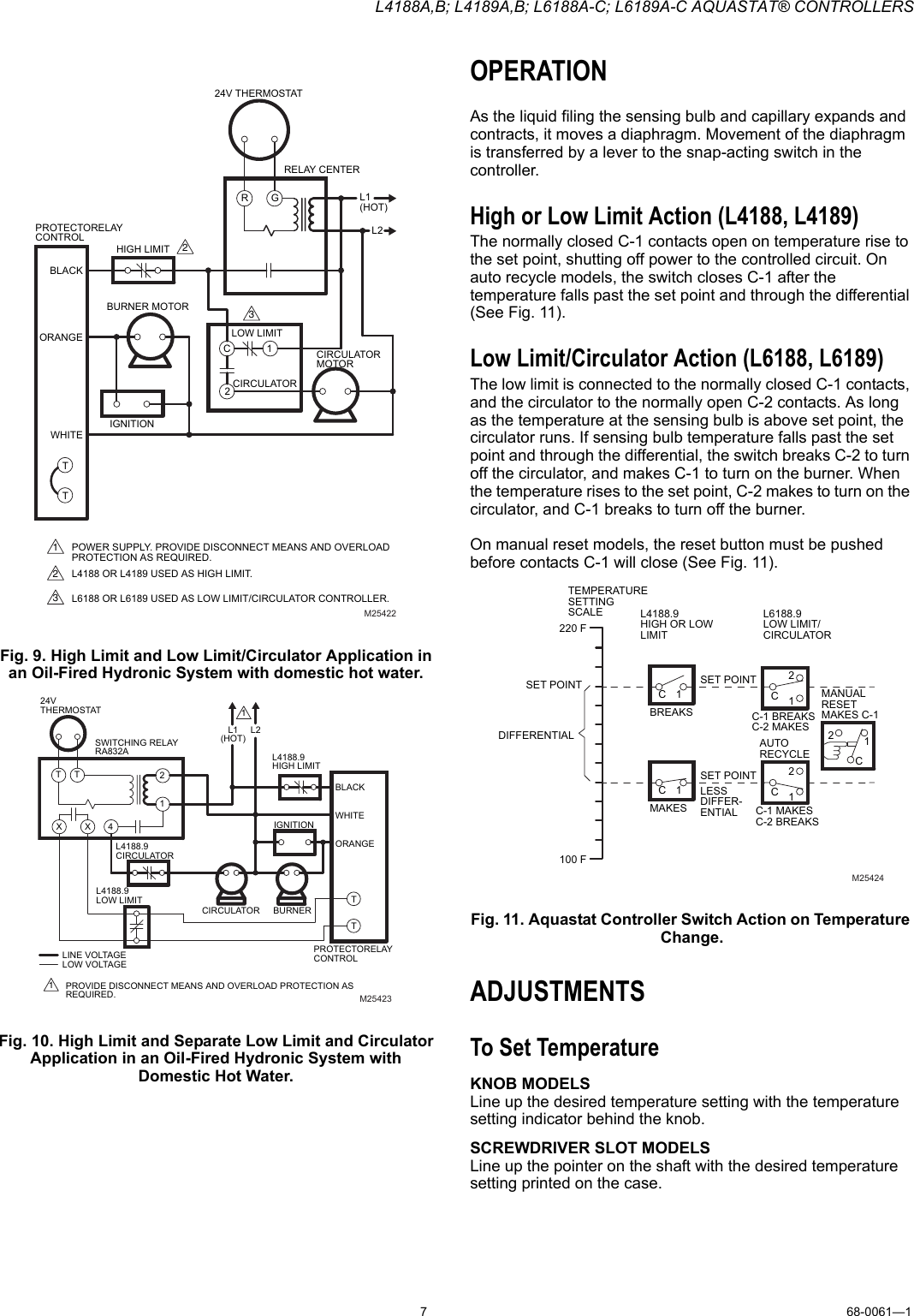 Page 7 of 8 - Honeywell Honeywell-Aquastat-L6188A-C-Users-Manual- 68-0061-1 - L4188A,B; L4189A,B; L6188A-C; L6189A-C Aquastat® Controllers  Honeywell-aquastat-l6188a-c-users-manual
