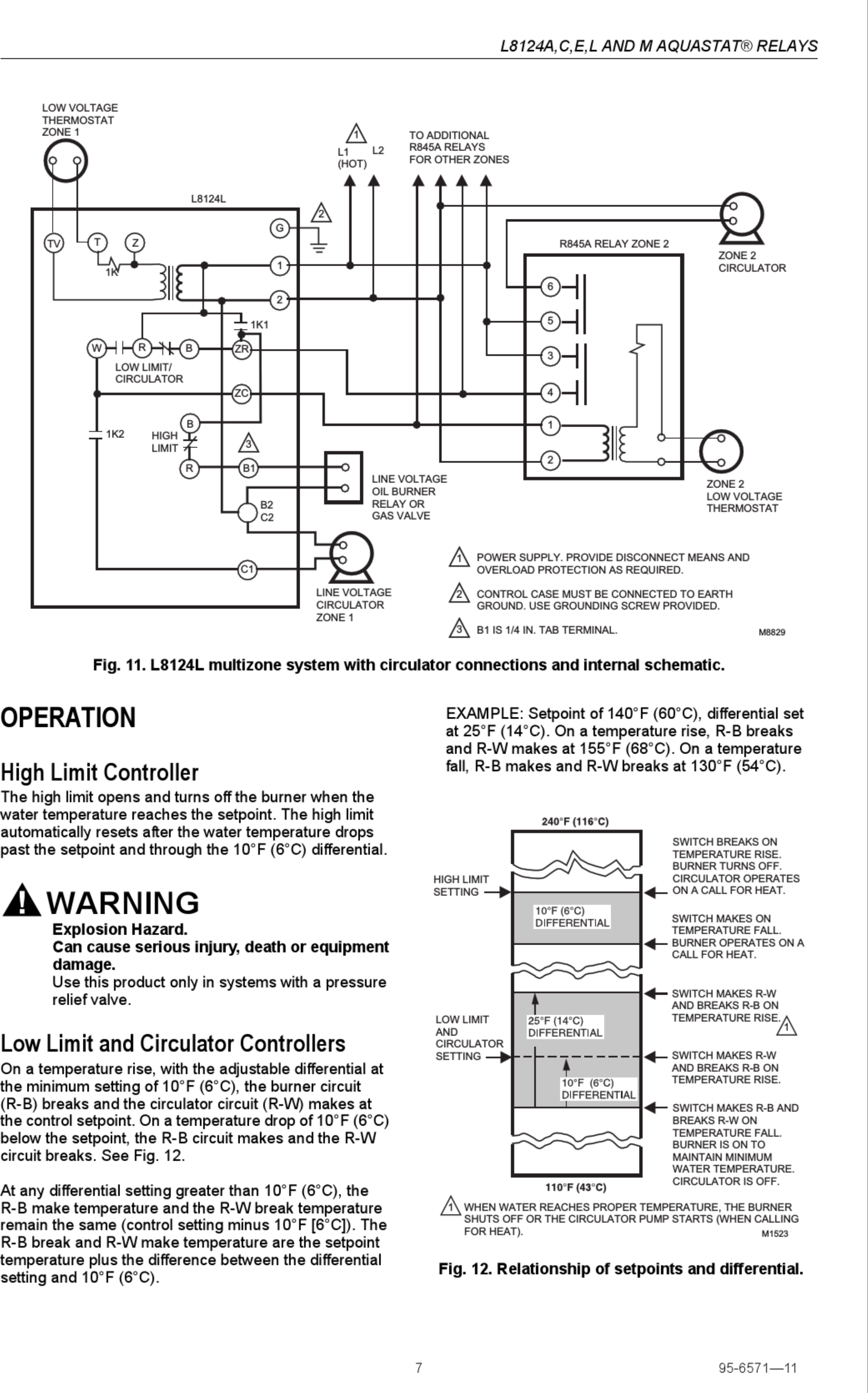 Honeywell Aquastat L8124A Installation Instructions Manual 1003208 User