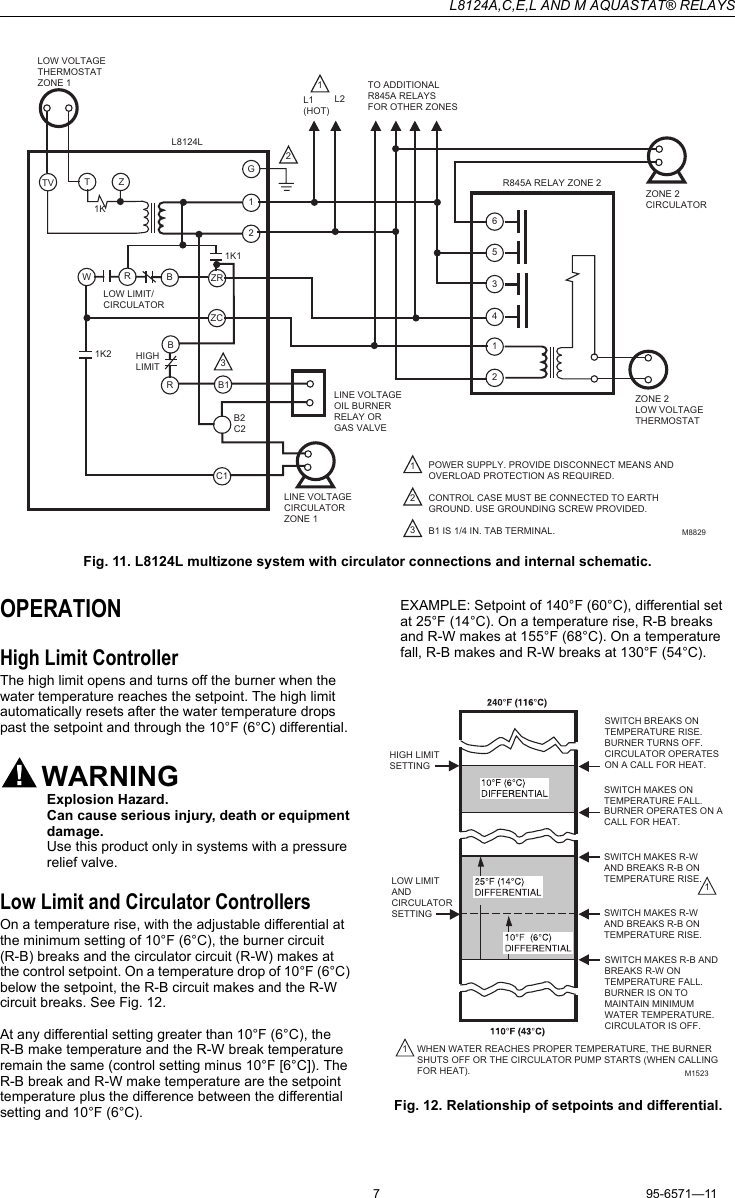 Page 7 of 8 - Honeywell Honeywell-Aquastat-L8124A-Instruction-Manual- 95-6571 - L8124A,C,E,L And M Aquastat® Relays  Honeywell-aquastat-l8124a-instruction-manual