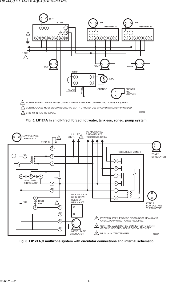 Page 4 of 8 - Honeywell Honeywell-Aquastat-L8124C-Users-Manual- 95-6571 - L8124A,C,E,L And M Aquastat® Relays  Honeywell-aquastat-l8124c-users-manual
