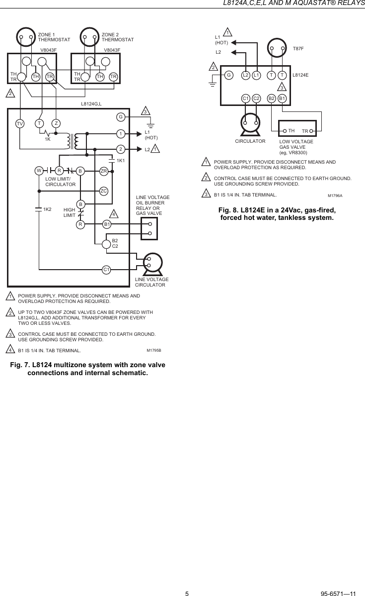 Page 5 of 8 - Honeywell Honeywell-Aquastat-L8124C-Users-Manual- 95-6571 - L8124A,C,E,L And M Aquastat® Relays  Honeywell-aquastat-l8124c-users-manual