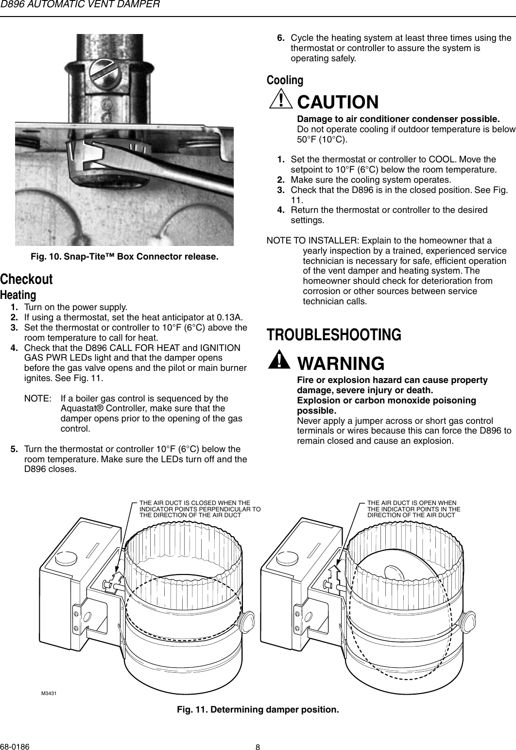 Page 8 of 12 - Honeywell Honeywell-Automatic-Vent-Damper-D896-Users-Manual- 68-0186 - D896 Automatic Vent Damper  Honeywell-automatic-vent-damper-d896-users-manual