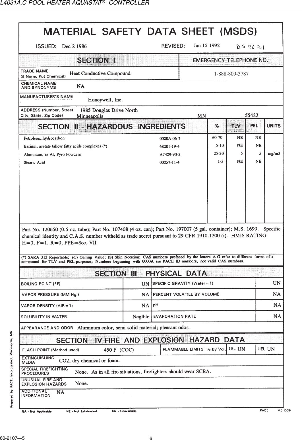 Page 6 of 12 - Honeywell Honeywell-C-Users-Manual- 60-2107 - L4031A,C Pool Heater Aquastat® Controller  Honeywell-c-users-manual