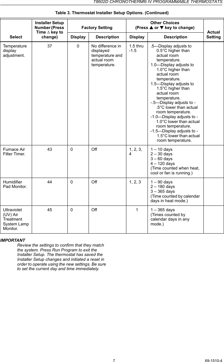 Page 7 of 12 - Honeywell Honeywell-Chronotherm-Iv-T8602D-Users-Manual- 69-1510-4  Honeywell-chronotherm-iv-t8602d-users-manual