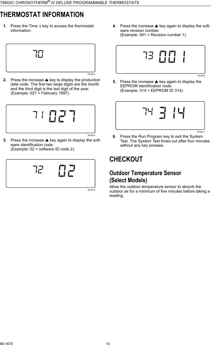 Page 10 of 12 - Honeywell Honeywell-Chronotherm-T8602C-Users-Manual- 69-1670 - T8602C Chronotherm® IV Deluxe Programmable Thermostats  Honeywell-chronotherm-t8602c-users-manual