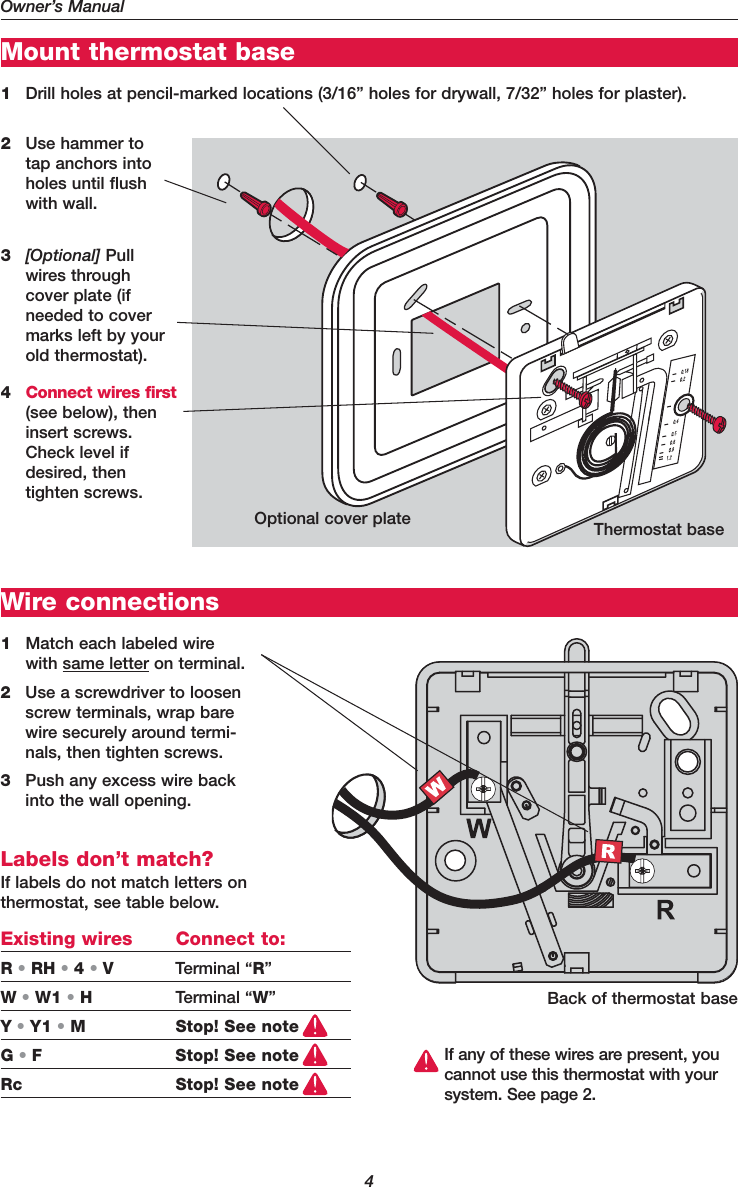 Page 4 of 11 - Honeywell Honeywell-Ct30-Owners-Manual- 69-1808ES - CT30/CT33 Low Voltage Thermostat Owner's Manual  Honeywell-ct30-owners-manual