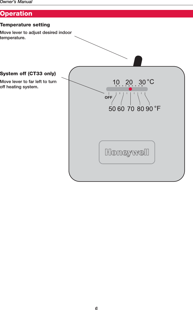 Page 6 of 11 - Honeywell Honeywell-Ct30-Owners-Manual- 69-1808ES - CT30/CT33 Low Voltage Thermostat Owner's Manual  Honeywell-ct30-owners-manual