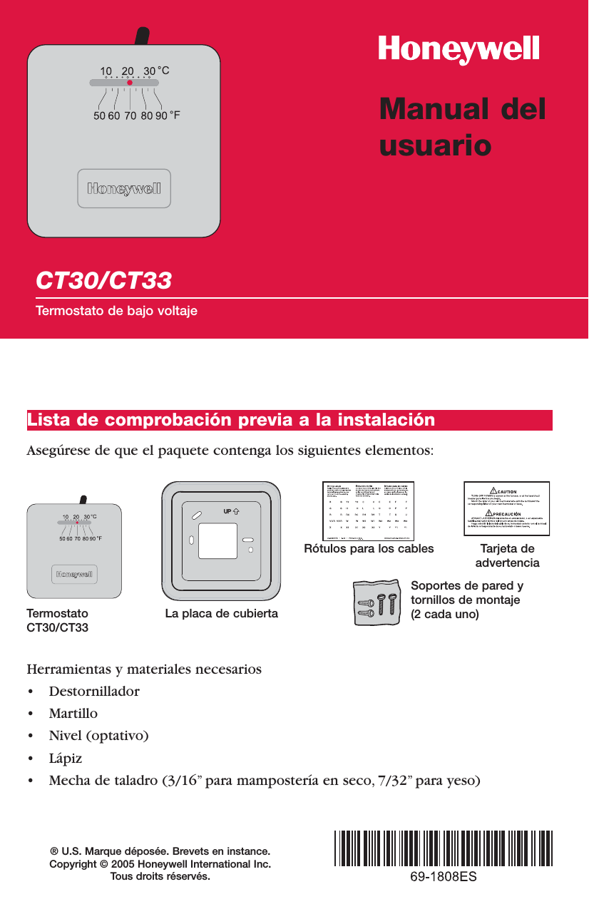 Page 9 of 11 - Honeywell Honeywell-Ct30-Owners-Manual- 69-1808ES - CT30/CT33 Low Voltage Thermostat Owner's Manual  Honeywell-ct30-owners-manual