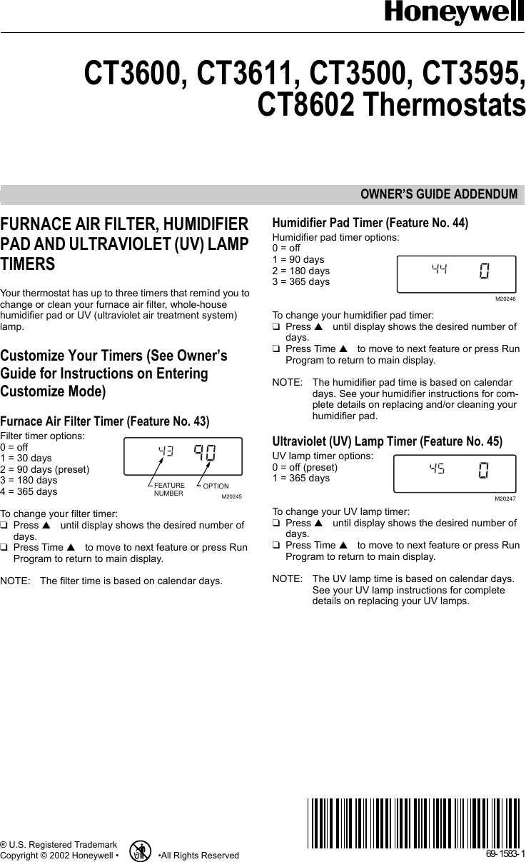 Honeywell Ct3500 Ct3595 Ct3600 Ct3611 Ct8602 Owner S Manual 69 1583 ...