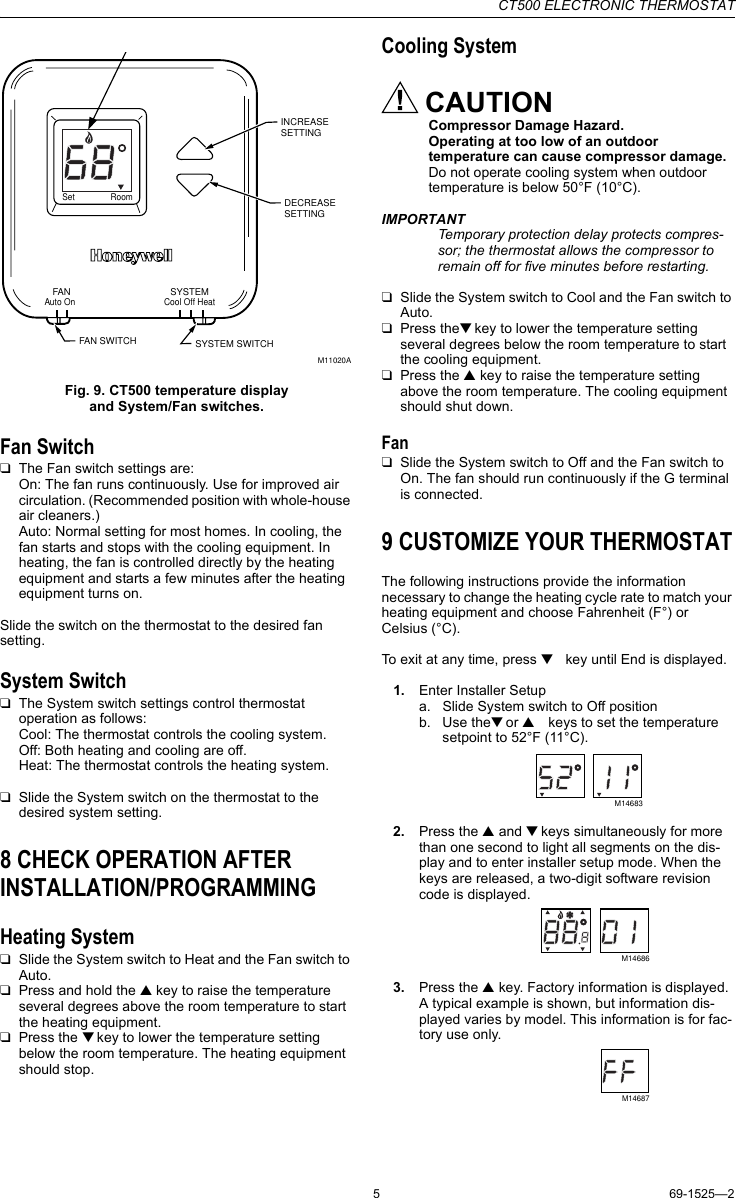 Page 5 of 8 - Honeywell Honeywell-Ct500-Owners-Manual- 69-1525, CT500 Electronic Thermostat  Honeywell-ct500-owners-manual