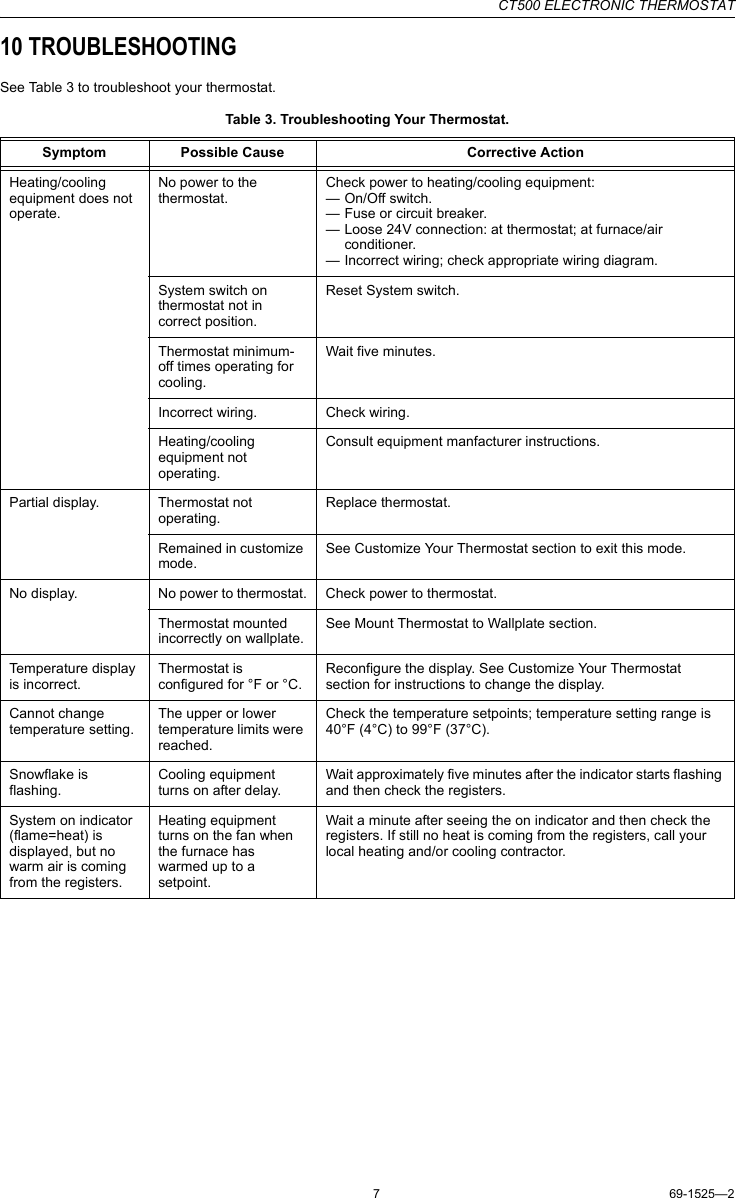 Page 7 of 8 - Honeywell Honeywell-Ct500-Owners-Manual- 69-1525, CT500 Electronic Thermostat  Honeywell-ct500-owners-manual