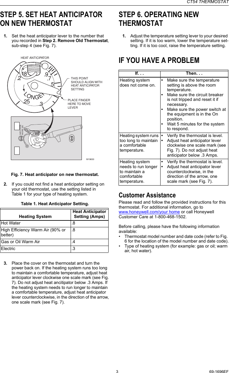 Page 3 of 8 - Honeywell Honeywell-Ct54-Owner-S-Manual 69-1696