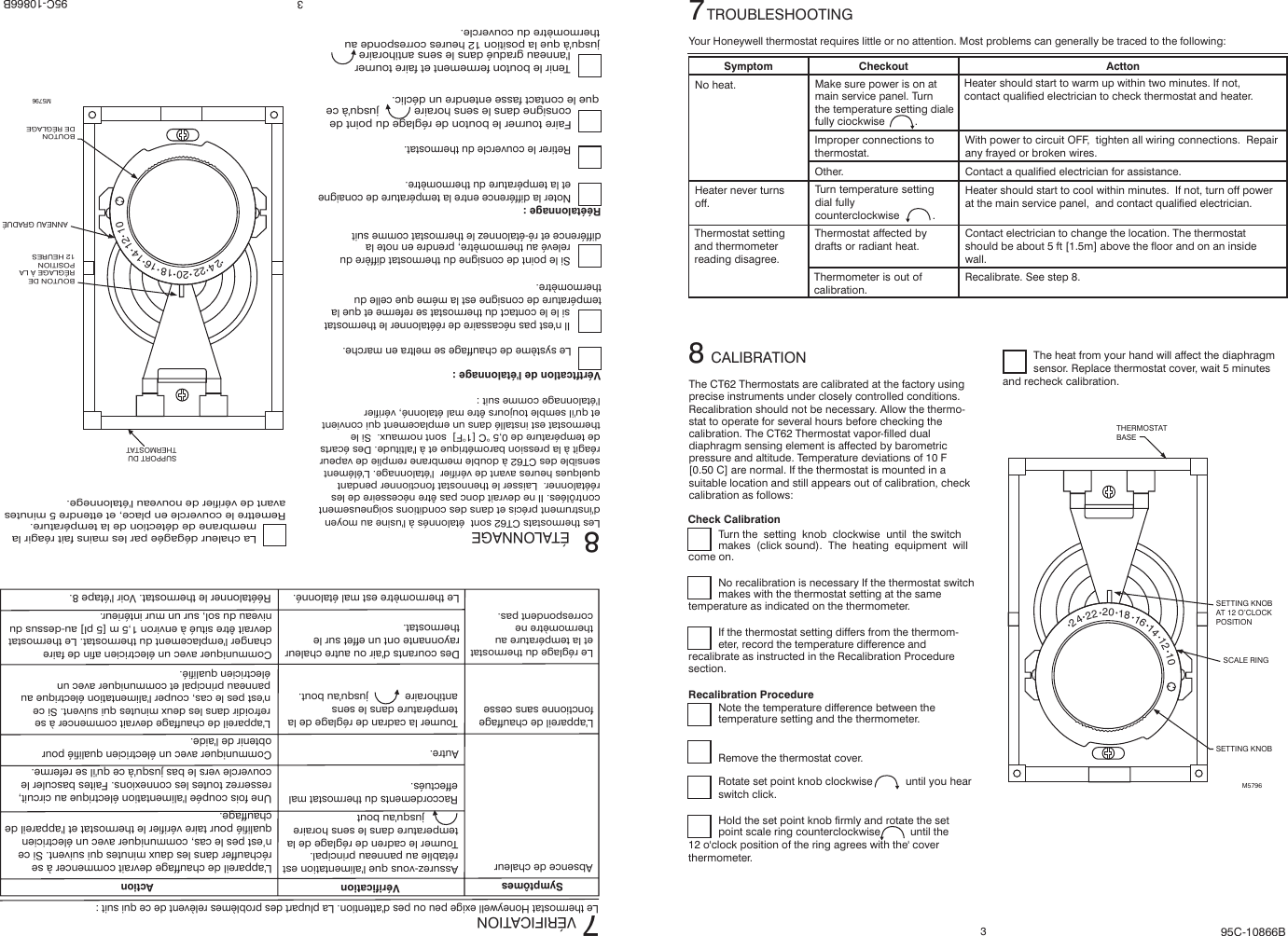 Page 3 of 4 - Honeywell Honeywell-Ct62A-B-Owner-S-Manual 95c-10866B  CT62A,B Line Voltage Electric Heat Thermostats