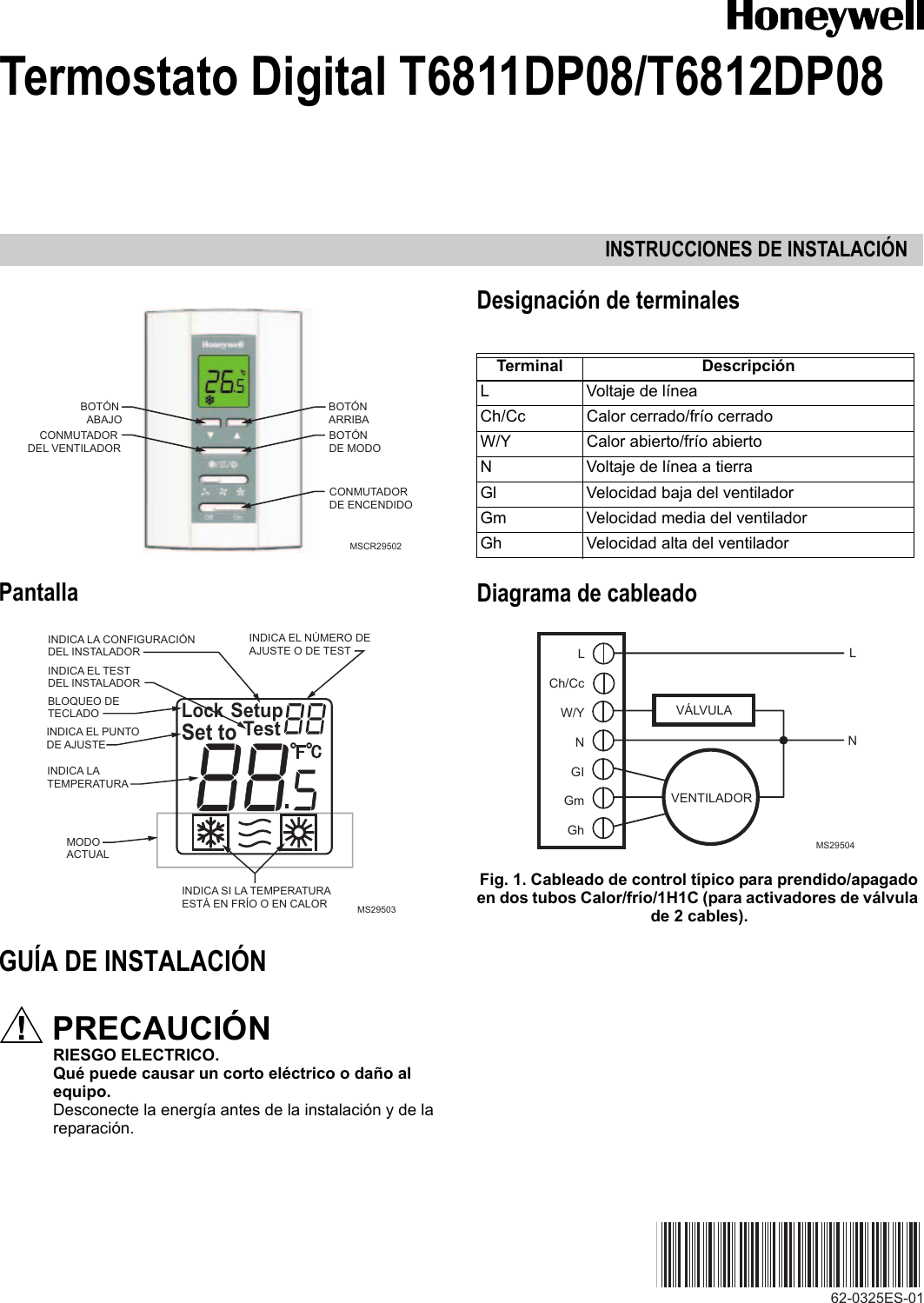 Page 5 of 8 - Honeywell Honeywell-Digital-T6811Dp08-Users-Manual- 62-0325ES—01 - T6811DP08/T6812DP08 Digital Thermostat  Honeywell-digital-t6811dp08-users-manual