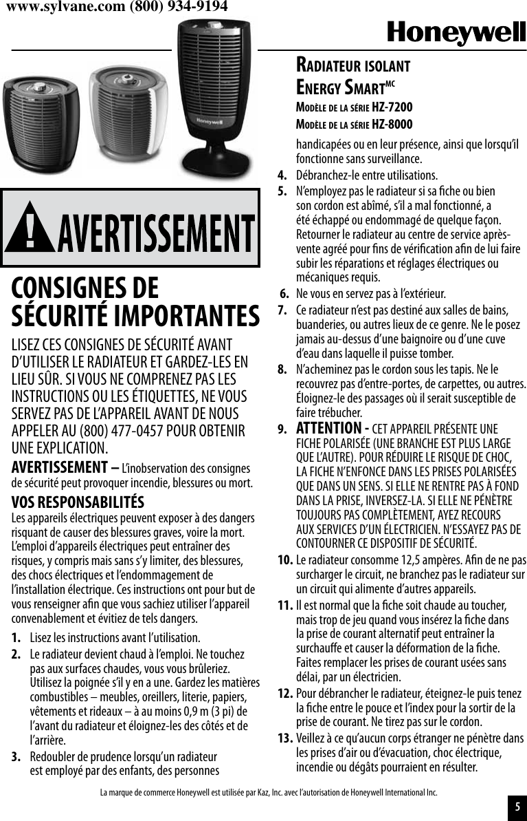Page 5 of 12 - Honeywell Honeywell-Energy-Smart-Hz-8000-Users-Manual-  Honeywell-energy-smart-hz-8000-users-manual