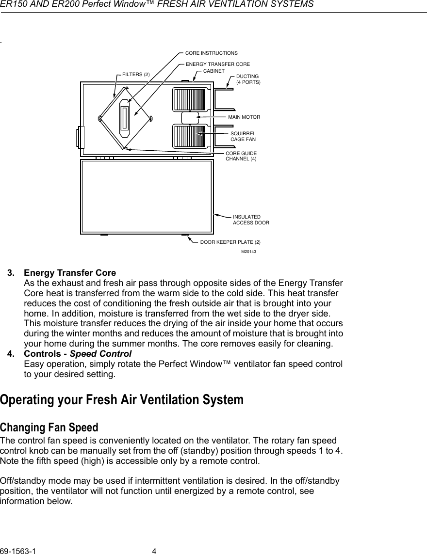Page 4 of 12 - Honeywell Honeywell-Er150C-Operators-Manual- 69-1563 - ER150C And ER200C Perfect Window Freah Air Ventilation Systems  Honeywell-er150c-operators-manual