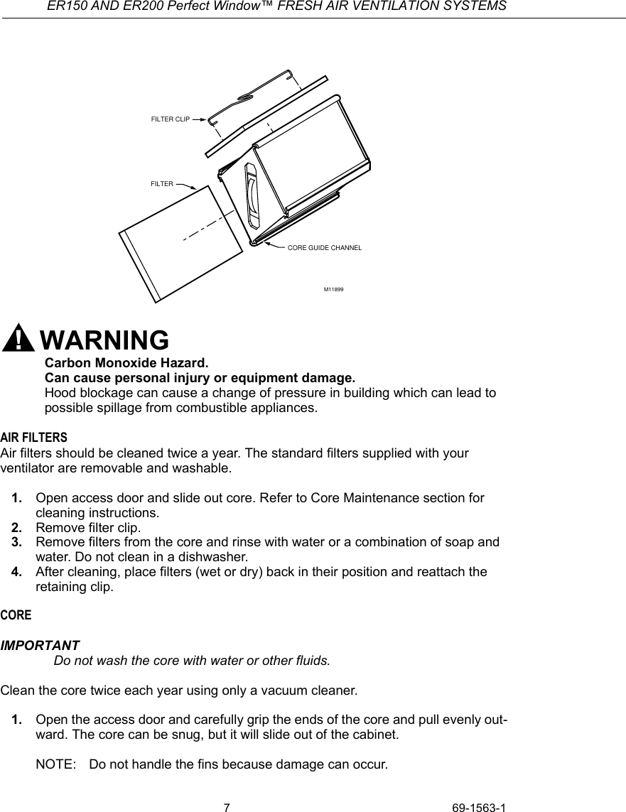 Page 7 of 12 - Honeywell Honeywell-Er150C-Operators-Manual- 69-1563 - ER150C And ER200C Perfect Window Freah Air Ventilation Systems  Honeywell-er150c-operators-manual