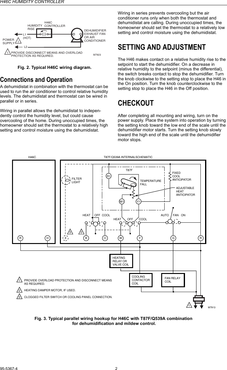 Page 2 of 4 - Honeywell Honeywell-H46C-Users-Manual- 95-5367 - H46C Humidity Controller  Honeywell-h46c-users-manual