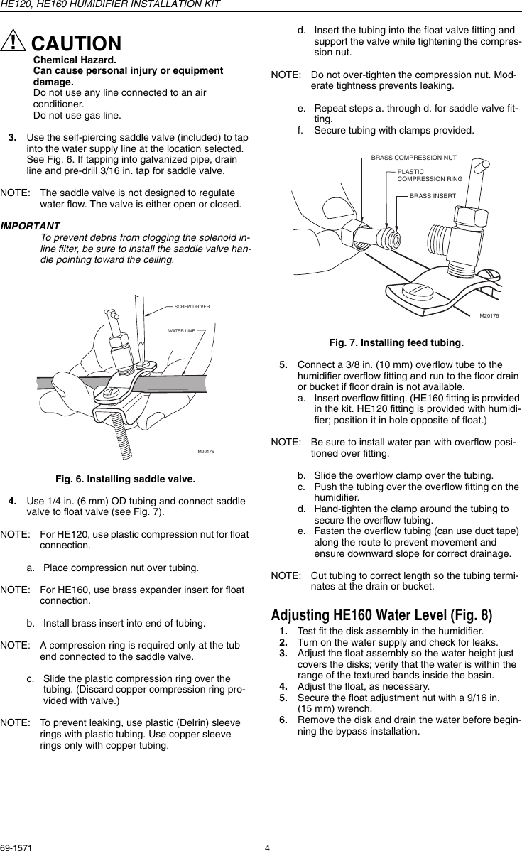 Page 4 of 8 - Honeywell Honeywell-He160-Users-Manual- 69-1571 - HE120, HE160 Humidifier Installation Kit  Honeywell-he160-users-manual