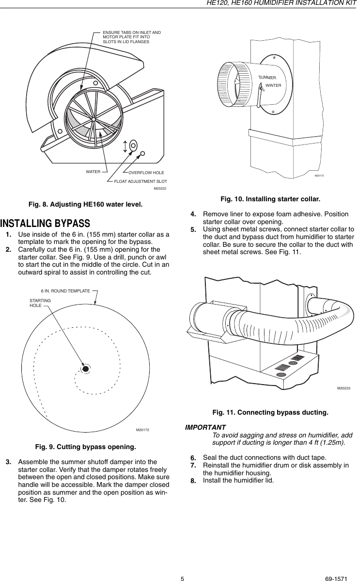 Page 5 of 8 - Honeywell Honeywell-He160-Users-Manual- 69-1571 - HE120, HE160 Humidifier Installation Kit  Honeywell-he160-users-manual