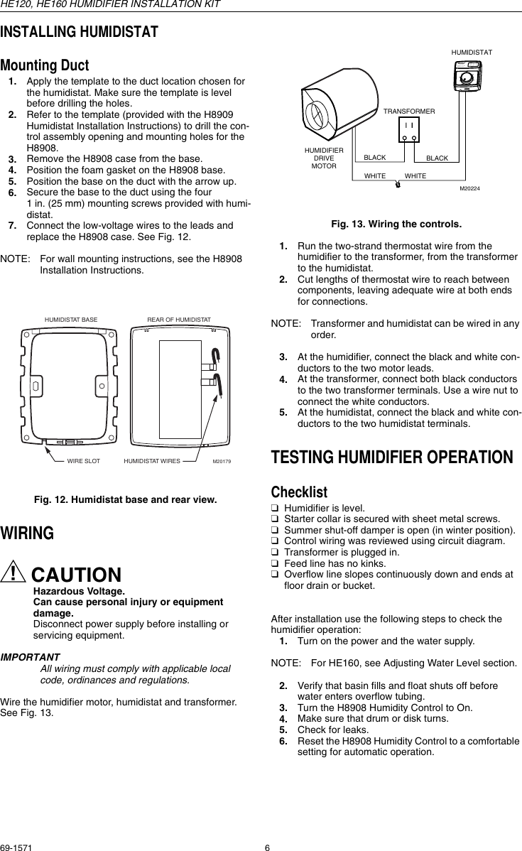 Page 6 of 8 - Honeywell Honeywell-He160-Users-Manual- 69-1571 - HE120, HE160 Humidifier Installation Kit  Honeywell-he160-users-manual