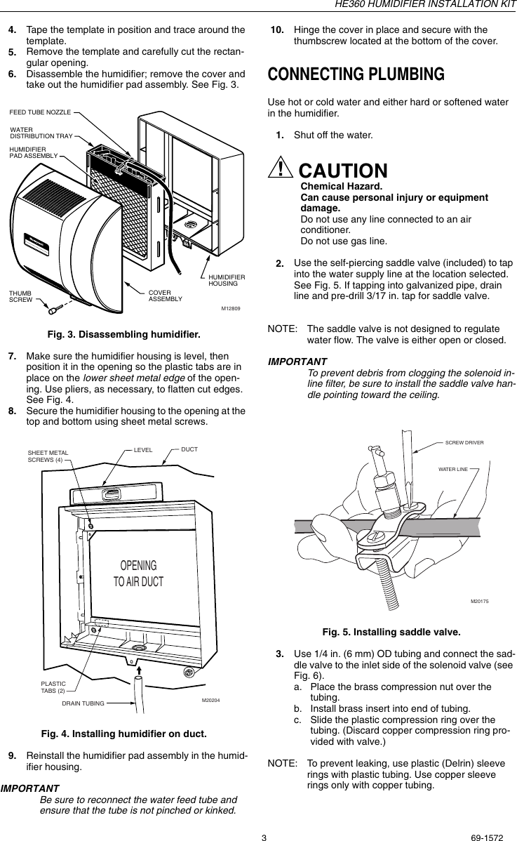 Page 3 of 8 - Honeywell Honeywell-He360-Installation-Information- 69-1572 - HE360 Humidifier Installation Kit  Honeywell-he360-installation-information