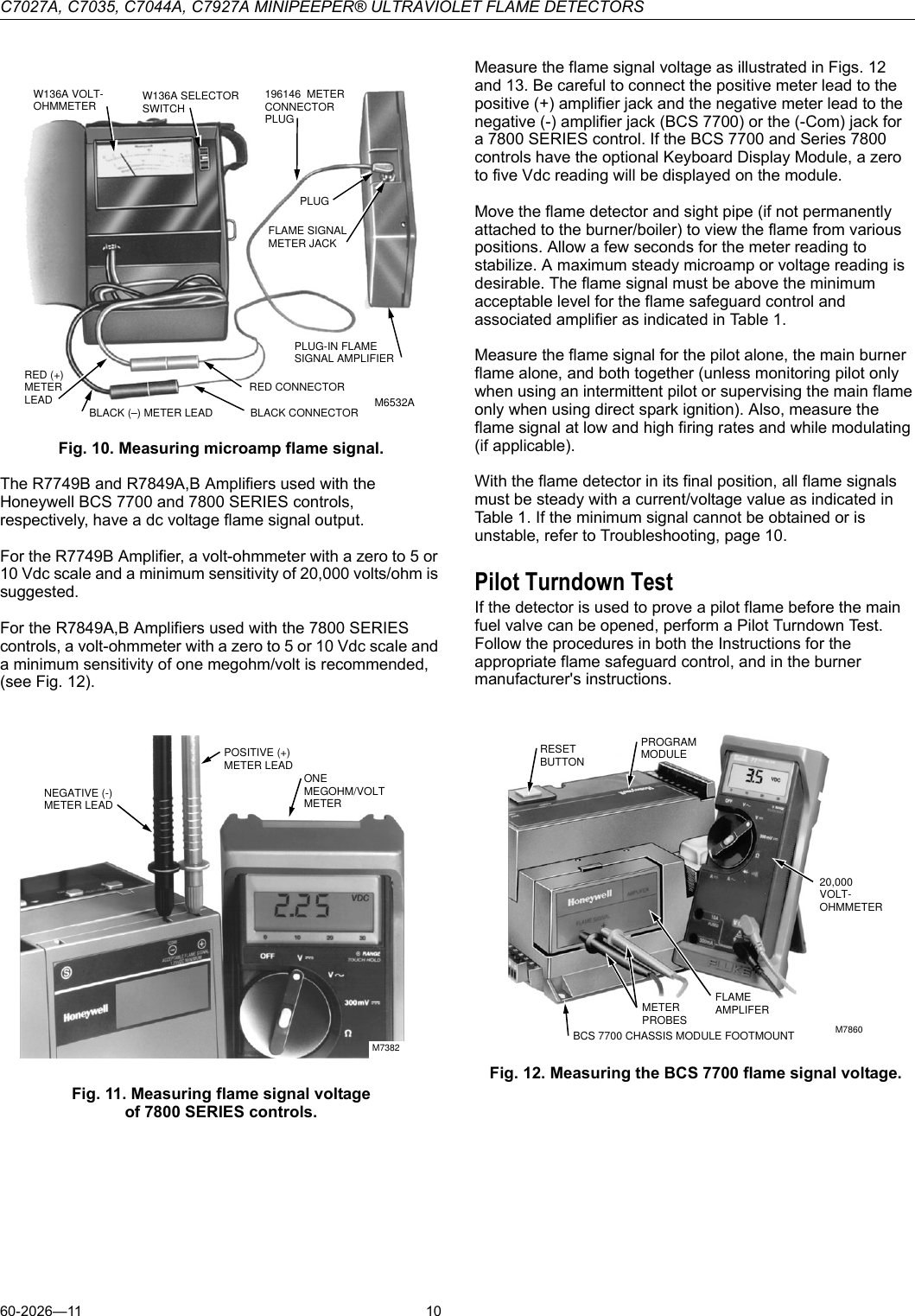 Page 10 of 12 - Honeywell Honeywell-Honeywell-Carbon-Monoxide-Alarm-C7035-Users-Manual- C7027A, C7035, C7044A, C7927A MINIPEEPER ULTRAVIOLET FLAME DETECTORS  Honeywell-honeywell-carbon-monoxide-alarm-c7035-users-manual