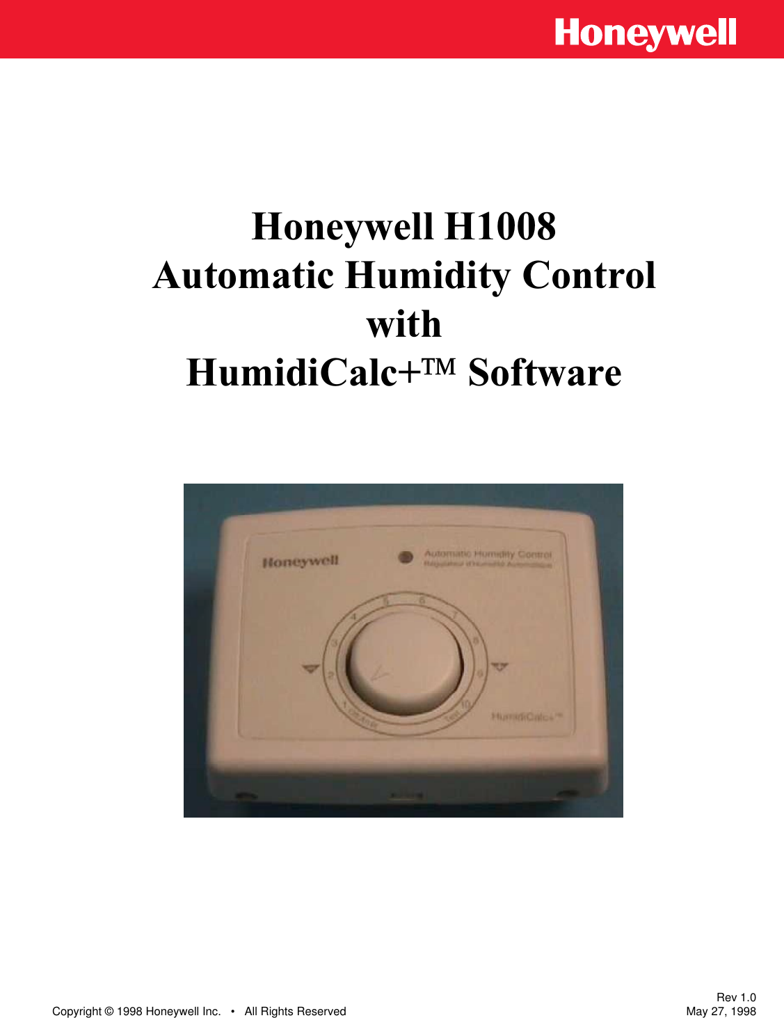 Honeywell Dehumidifier H1008 Users Manual 63 7048 H1008. Automatic ...