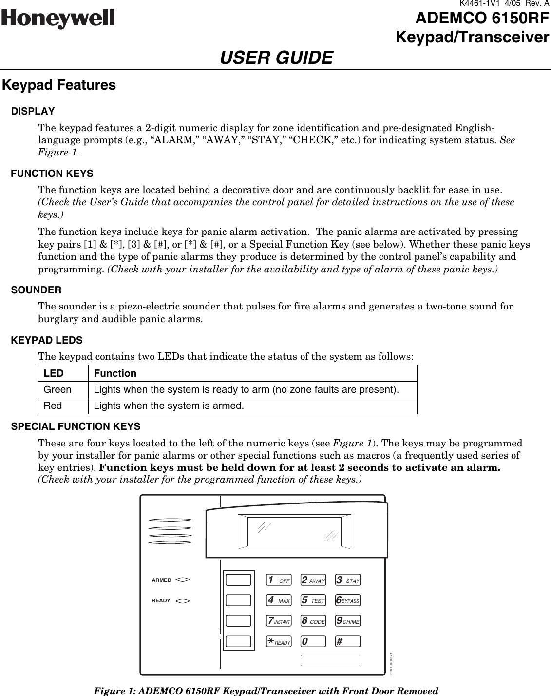 Page 1 of 2 - Honeywell Honeywell-Honeywell-Door-6150Rf-Users-Manual K4461-1V1ug